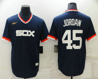 Men's Chicago White Sox #45 Michael Jordan Navy Blue Cooperstown Collection Cool Base Stitched Nike Jersey Men's Chicago White Sox #45 Michael Jordan Navy Blue Cooperstown Collection Cool Base Stitched Nike Jersey