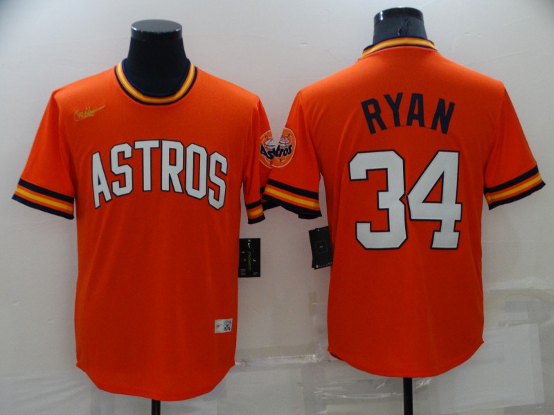 Men's Houston Astros #34 Nolan Ryan Orange Cooperstown Collection Cool Base Stitched Nike Jersey
