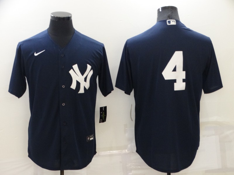 Men's New York Yankees #4 Lou Gehrig No Name Black Stitched Nike Cool Base Throwback Jersey