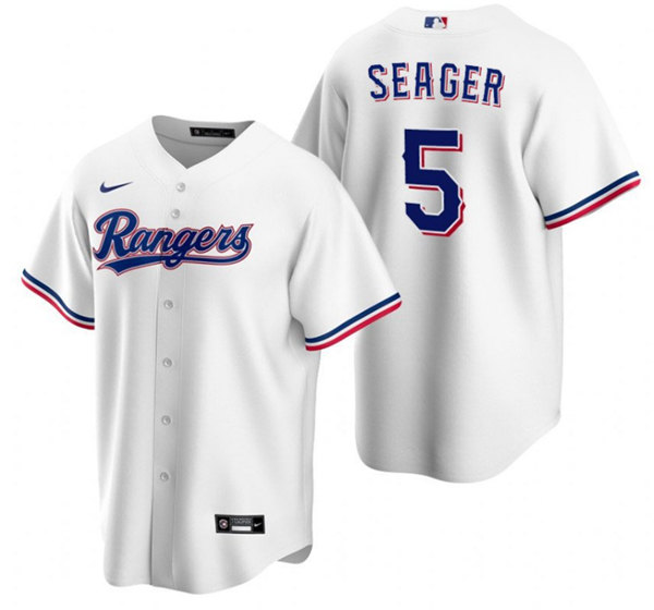 Men's Texas Rangers #5 Corey Seager White Cool Base Stitched Baseball Jersey