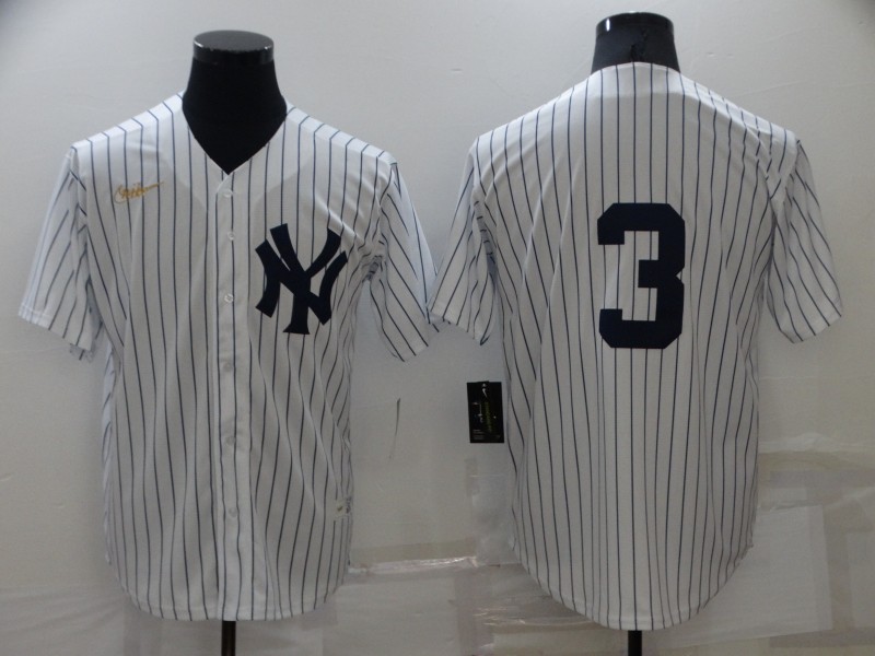 Men's New York Yankees #3 Babe Ruth No Name White Throwback Stitched MLB Cool Base Nike Jersey