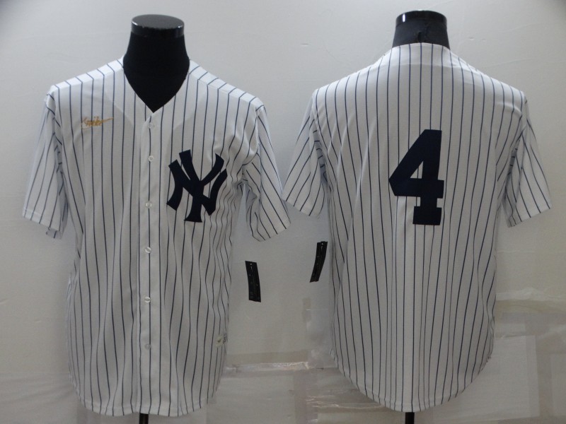Men's New York Yankees #4 Lou Gehrig No Name White Throwback Stitched MLB Cool Base Nike Jersey Men's New York Yankees #4 Lou Gehrig No Name White Throwback Stitched MLB Cool Base Nike Jersey