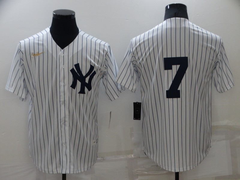 Men's New York Yankees #7 Mickey Mantle No Name White Throwback Stitched MLB Cool Base Nike Jersey