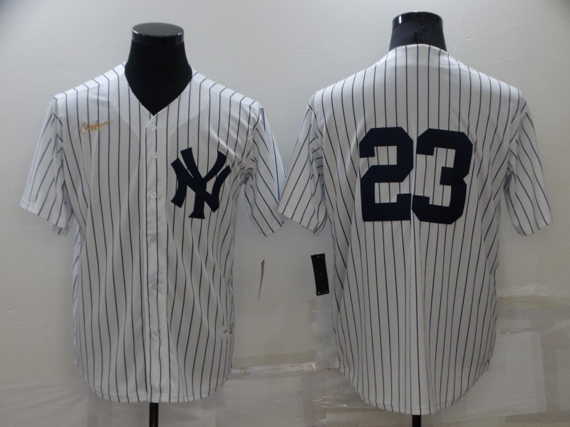 Men's New York Yankees #23 Don Mattingly No Name White Throwback Stitched MLB Cool Base Nike Jersey