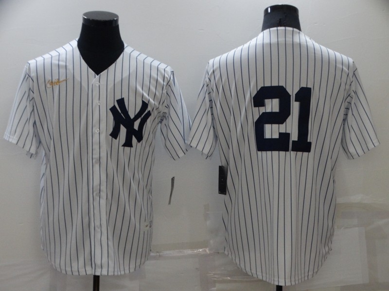 Men's New York Yankees #21 Paul ONeill No Name White Throwback Stitched MLB Cool Base Nike Jersey