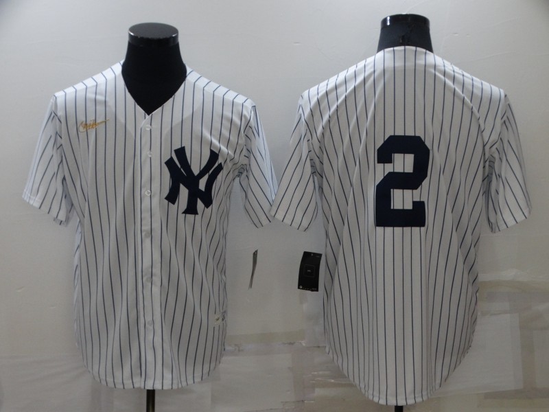 Men's New York Yankees #2 Derek Jeter No Name White Throwback Stitched MLB Cool Base Nike Jersey Men's New York Yankees #2 Derek Jeter No Name White Throwback Stitched MLB Cool Base Nike Jersey