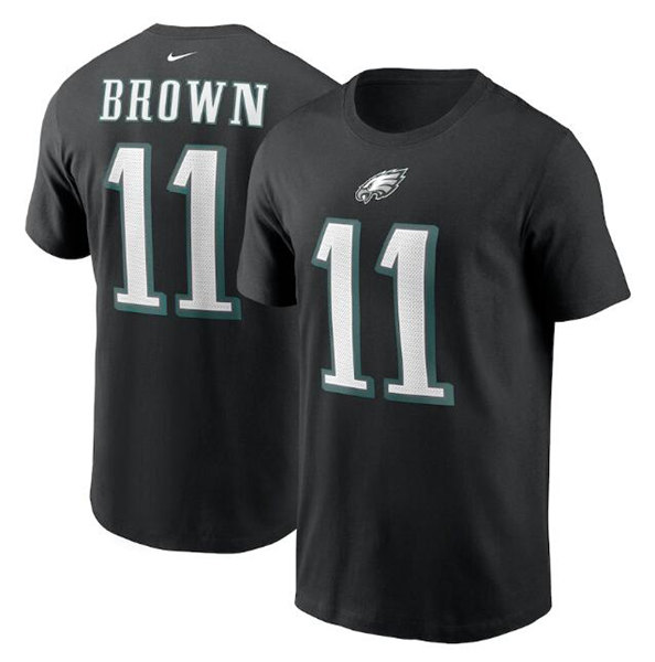 Men's Philadelphia Eagles #11 A. J. Brown 2022 Black Name & Number T-Shirt