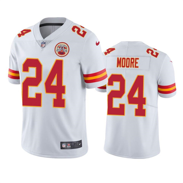 Men's Kansas City Chiefs #24 Skyy Moore White Vapor Untouchable Limited Stitched Football Jersey