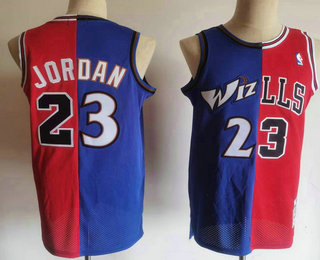 Men's Chicago Bulls #23 Michael Jordan Blue Red Two Tone Stitched Hardwood Classic Swingman Jerseys
