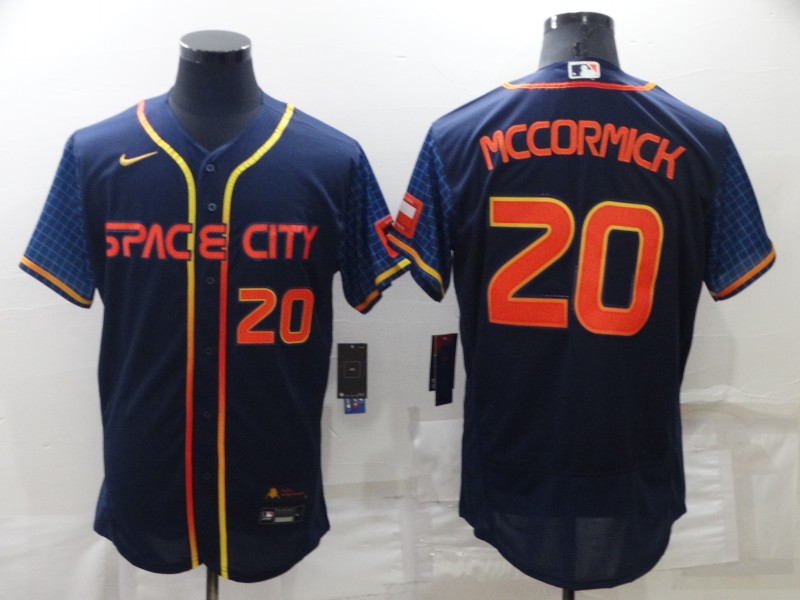 Men's Houston Astros #20 Chas McCormick Number 2022 Navy Blue City Connect Flex Base Stitched Baseball Jersey Men's Houston Astros #20 Chas McCormick Number 2022 Navy Blue City Connect Flex Base Stitched Baseball Jersey
