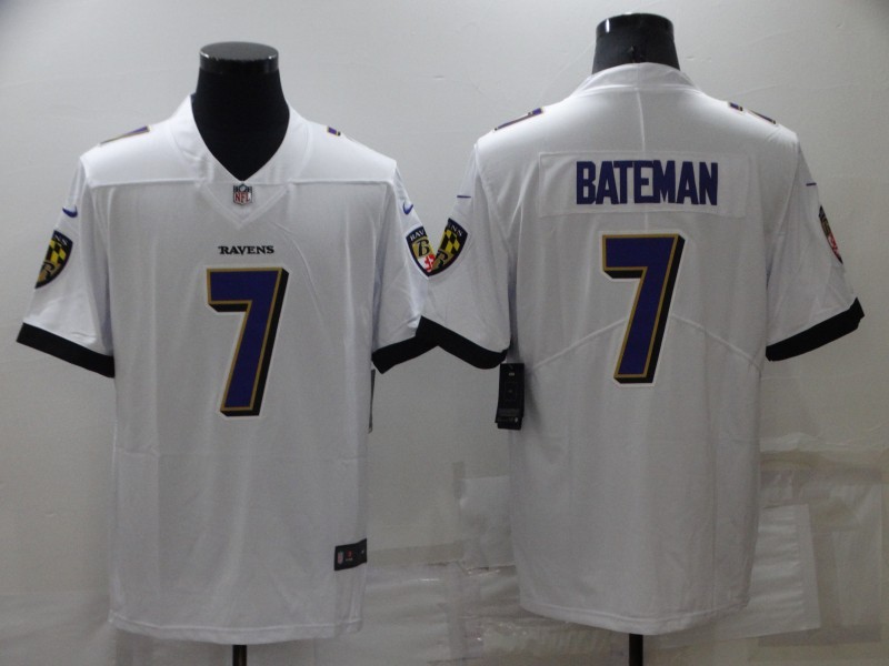 Men's Baltimore Ravens #7 Rashod Bateman White 2022 Vapor Untouchable Stitched NFL Nike Limited Jersey