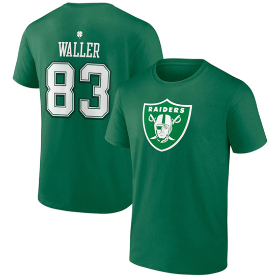 Men's Las Vegas Raiders #83 Darren Waller Green St. Patrick's Day Icon Player T-Shirt