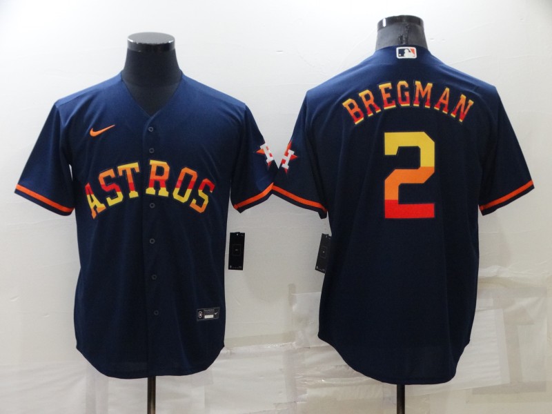 Men's Houston Astros #2 Alex Bregman Navy Blue Rainbow Stitched MLB Cool Base Nike Jersey