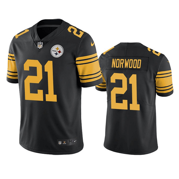 Men's Pittsburgh Steelers #21 Tre Norwood Black Color Rush Limited Stitched Jersey