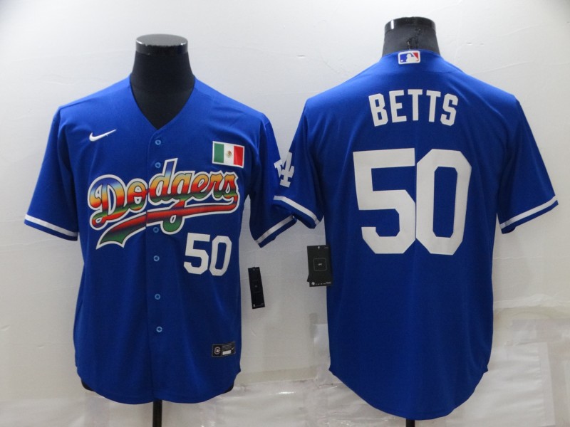Men's Los Angeles Dodgers #50 Mookie Betts Blue Mexico Cool Base Nike Jersey Men's Los Angeles Dodgers #50 Mookie Betts Blue Mexico Cool Base Nike Jersey