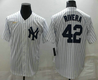Men's New York Yankees #42 Mariano Rivera White Throwback Stitched MLB Cool Base Nike Jersey