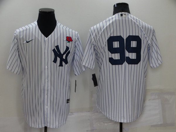 Mens New York Yankees #99 Aaron Judge White Cool Base Stitched Rose Baseball Jersey