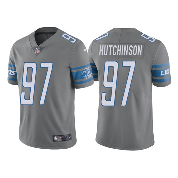 Men's Detroit Lions #97 Aidan Hutchinson Gray Vapor Untouchable Limited Stitched Jersey