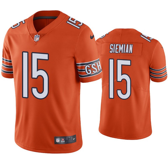 Men's Chicago Bears #15 Trevor Siemian Orange Vapor untouchable Limited Stitched Jersey