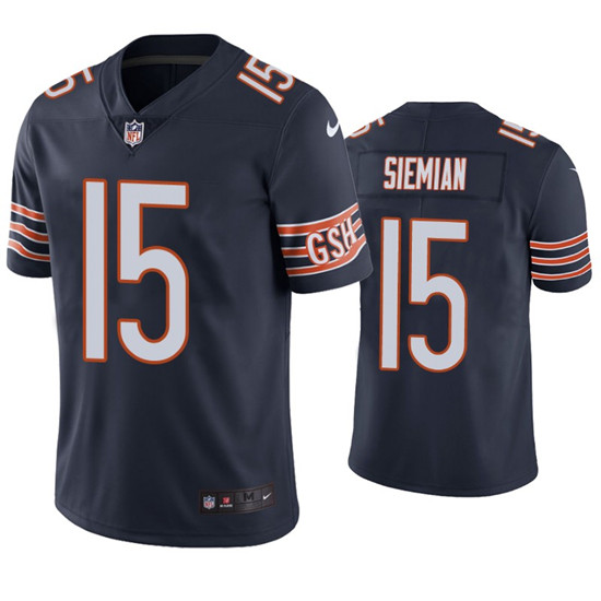 Men's Chicago Bears #15 Trevor Siemian Navy Vapor untouchable Limited Stitched Jersey
