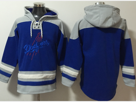 Men's Los Angeles Dodgers Blank Blue Ageless Must Have Lace Up Pullover Hoodie