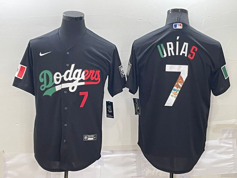 Men's Los Angeles Dodgers #7 Julio Urias Black Mexico Number 2020 World Series Cool Base Nike Jersey