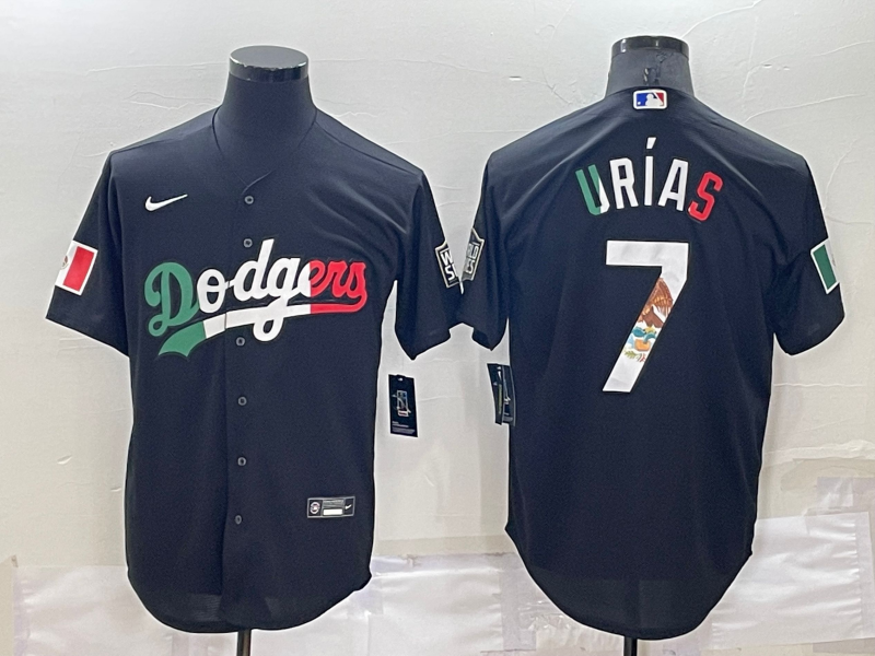 Mens Los Angeles Dodgers #7 Julio Urias Black Mexico 2020 World Series Cool Base Nike Jersey