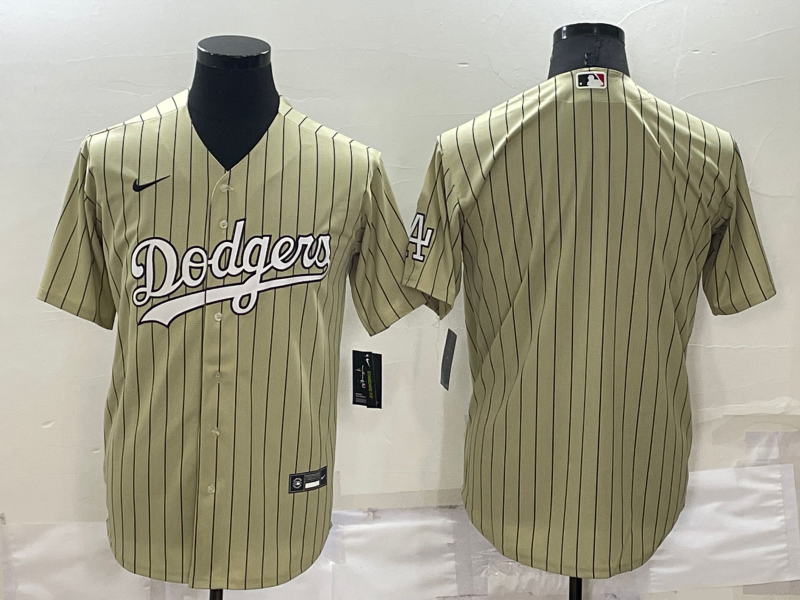 Men's Los Angeles Dodgers Blank Cream Pinstripe Stitched MLB Cool Base Nike Jersey