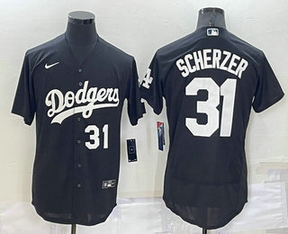 Men's Los Angeles Dodgers #31 Max Scherzer Number Black Turn Back The Clock Stitched Cool Base Jersey Men's Los Angeles Dodgers #31 Max Scherzer Number Black Turn Back The Clock Stitched Cool Base Jersey