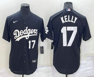 Men's Los Angeles Dodgers #17 Joe Kelly Number Black Turn Back The Clock Stitched Cool Base Jersey