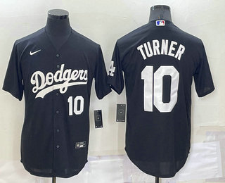 Men's Los Angeles Dodgers #10 Justin Turner Number Black Turn Back The Clock Stitched Cool Base Jersey Men's Los Angeles Dodgers #10 Justin Turner Number Black Turn Back The Clock Stitched Cool Base Jersey