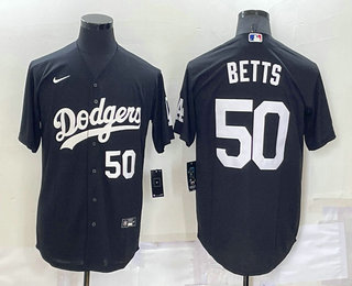 Men's Los Angeles Dodgers #50 Mookie Betts Number Black Turn Back The Clock Stitched Cool Base Jersey Men's Los Angeles Dodgers #50 Mookie Betts Number Black Turn Back The Clock Stitched Cool Base Jersey