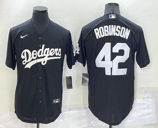 Men's Los Angeles Dodgers #42 Jackie Robinson Black Turn Back The Clock Stitched Cool Base Jersey