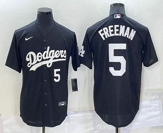 Men's Los Angeles Dodgers #5 Freddie Freeman Number Black Turn Back The Clock Stitched Cool Base Jersey