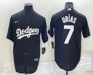 Men's Los Angeles Dodgers #7 Julio Urias Black Turn Back The Clock Stitched Cool Base Jersey Men's Los Angeles Dodgers #7 Julio Urias Black Turn Back The Clock Stitched Cool Base Jersey