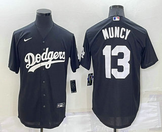 Men's Los Angeles Dodgers #13 Max Muncy Black Turn Back The Clock Stitched Cool Base Jersey