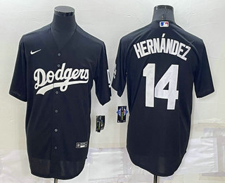 Men's Los Angeles Dodgers #14 Enrique Hernandez Black Turn Back The Clock Stitched Cool Base Jersey