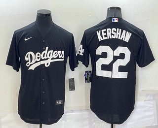 Men's Los Angeles Dodgers #22 Clayton Kershaw Black Turn Back The Clock Stitched Cool Base Jersey