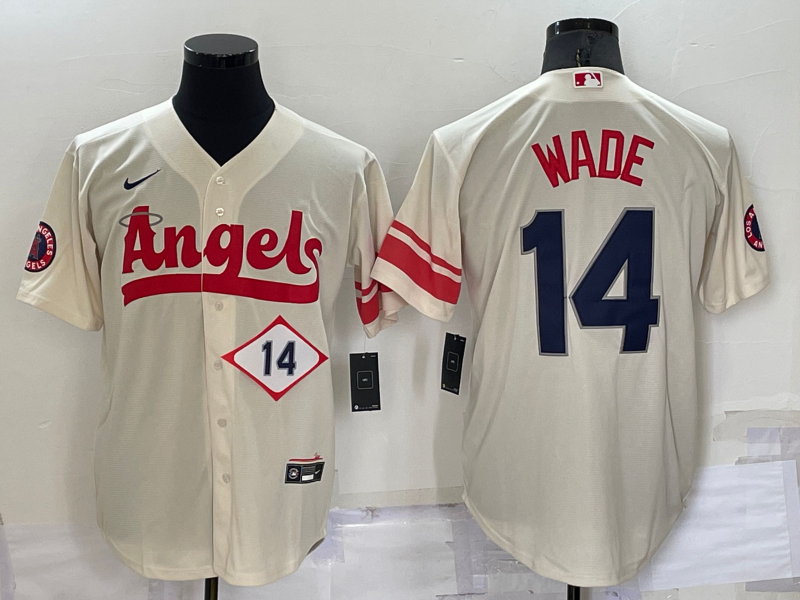 Men's Los Angeles Angels #14 Tyler Wade Number Cream 2022 City Connect Cool Base Stitched Jersey Men's Los Angeles Angels #14 Tyler Wade Number Cream 2022 City Connect Cool Base Stitched Jersey