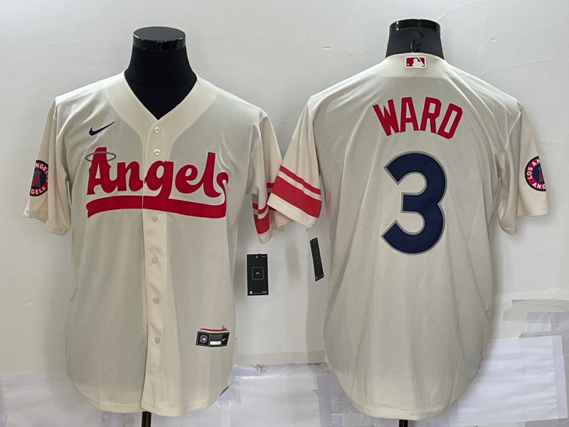 Men's Los Angeles Angels #3 Taylor Ward Cream 2022 City Connect Cool Base Stitched Jersey Men's Los Angeles Angels #3 Taylor Ward Cream 2022 City Connect Cool Base Stitched Jersey