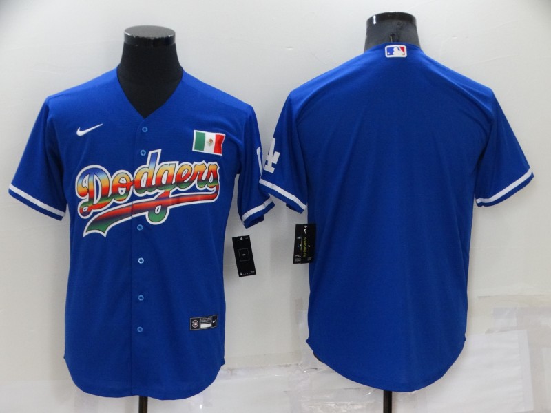 Men's Los Angeles Dodgers Blank Rainbow Blue Mexico Cool Base Nike Jersey Men's Los Angeles Dodgers Blank Rainbow Blue Mexico Cool Base Nike Jersey