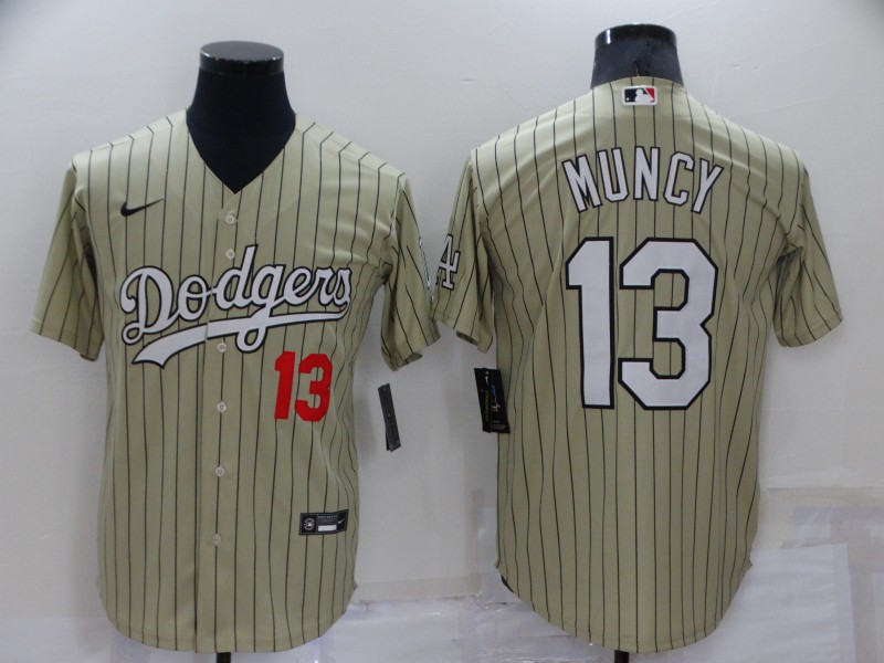 Men's Los Angeles Dodgers #13 Max Muncy Cream Pinstripe Stitched MLB Cool Base Nike Jersey Men's Los Angeles Dodgers #13 Max Muncy Cream Pinstripe Stitched MLB Cool Base Nike Jersey