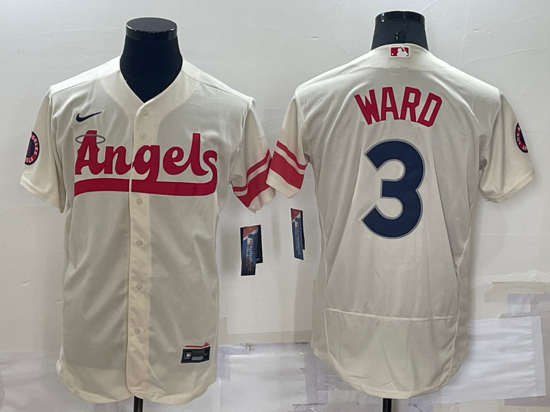 Men's Los Angeles Angels #3 Taylor Ward Cream 2022 City Connect Flex Base Stitched Jersey