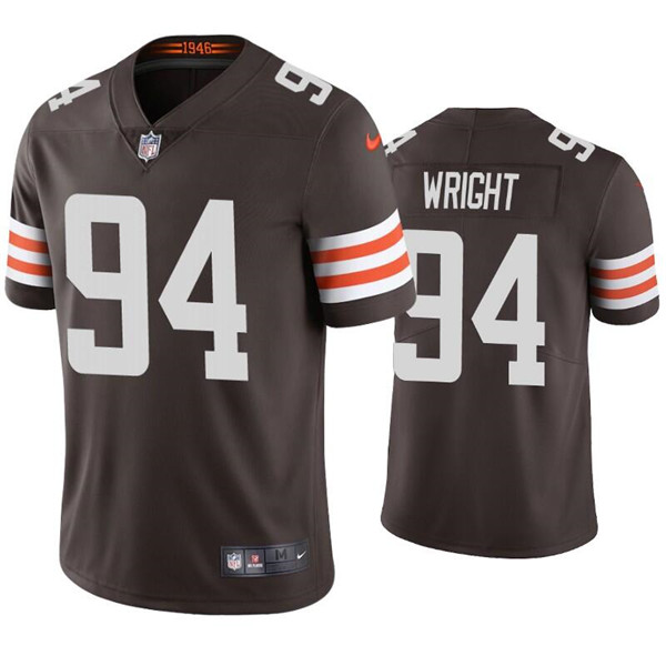 Mens Cleveland Browns #94 Alex Wright Brown Vapor Untouchable Limited Stitched Jersey