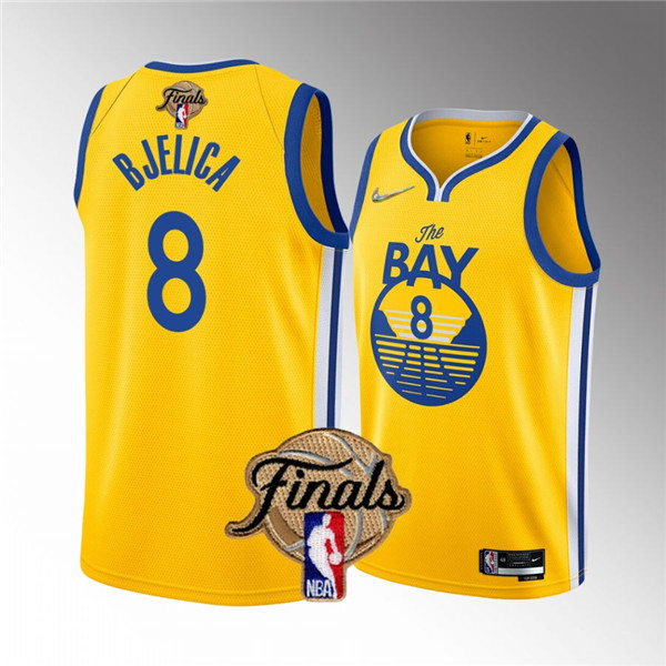 Men's Golden State Warriors #8 Nemanja Bjelica Yellow 2022 Finals Stitched Jersey Men's Golden State Warriors #8 Nemanja Bjelica Yellow 2022 Finals Stitched Jersey