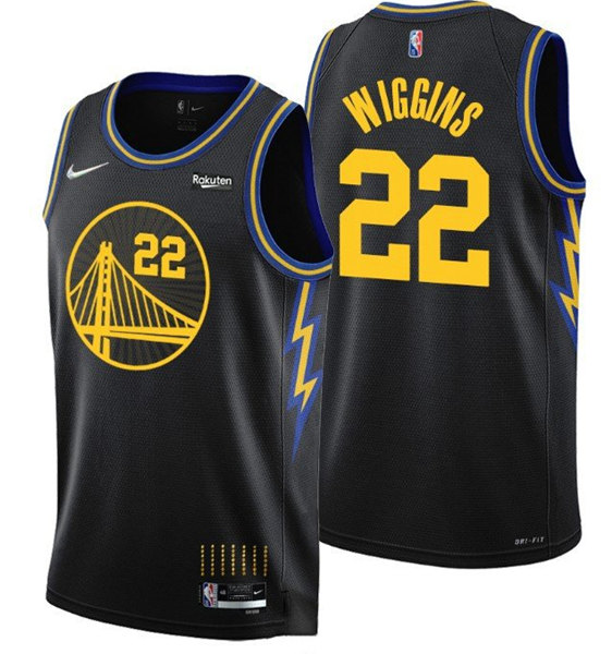 Men's Golden State Warriors #22 Andrew Wiggins 2021-22 City Edition Black 75th Anniversary Stitched Basketball Jersey
