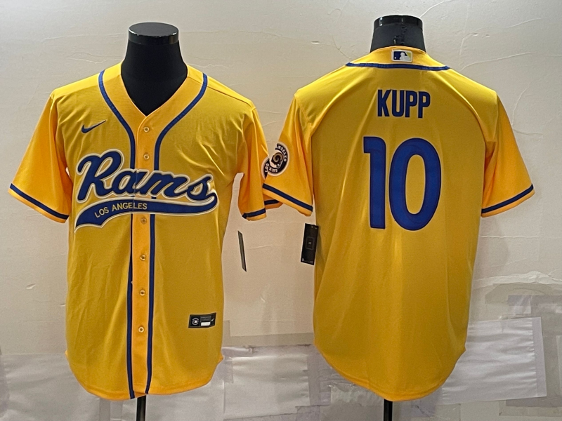 Men's Los Angeles Rams #10 Cooper Kupp Yellow Stitched Cool Base Nike Baseball Jersey