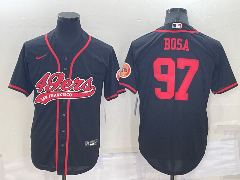 Men's San Francisco 49ers #97 Nick Bosa Black Stitched Cool Base Nike Baseball Jersey