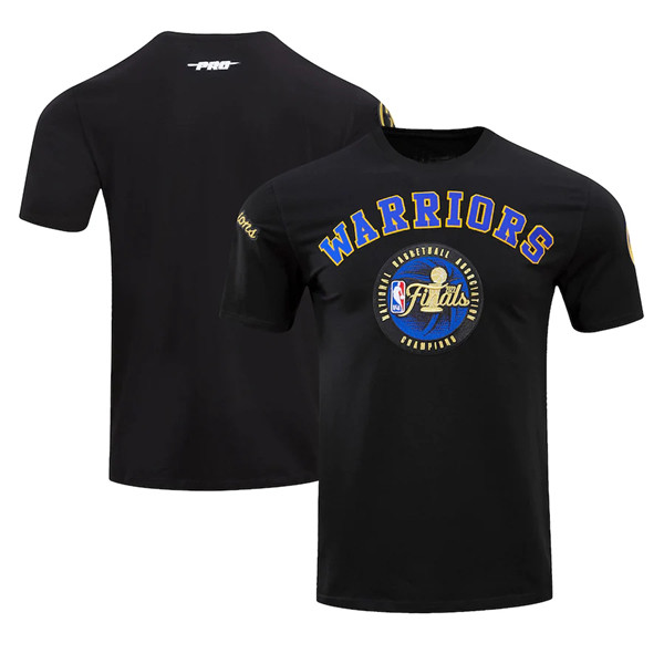 Men's Golden State Warriors 2021-2022 Black NBA Finals Champions Double Knit Patch T-Shirt