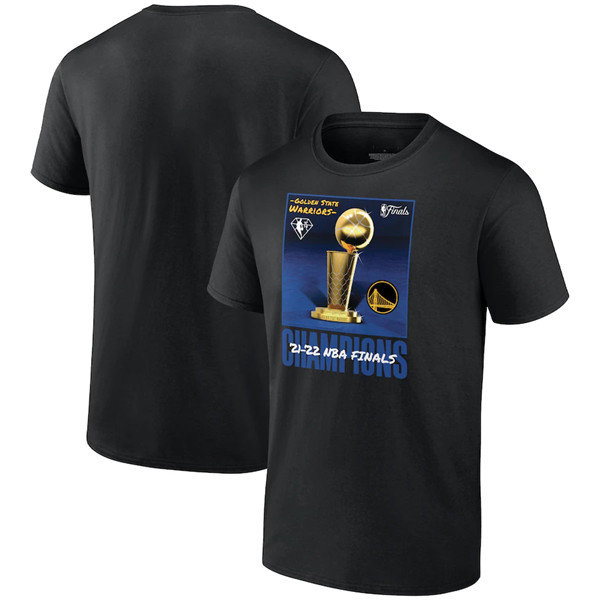 Men's Golden State Warriors 2022 Black NBA Finals Champions 75th Anniversary Jumper Trophy T-Shirt